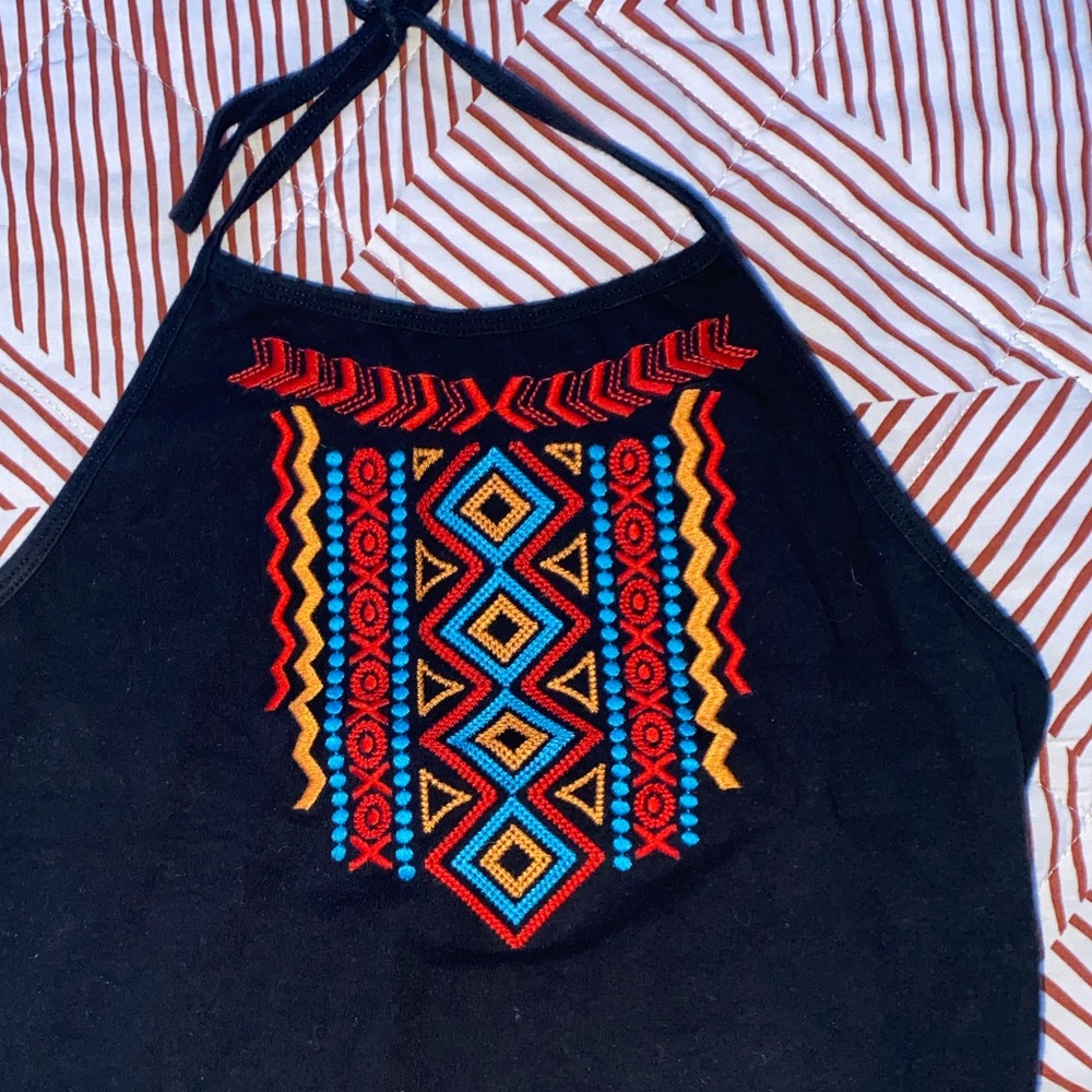 Black halter crop top